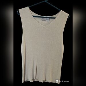 Massini Women's XL Sparkly Sleeveless Sweater Tan